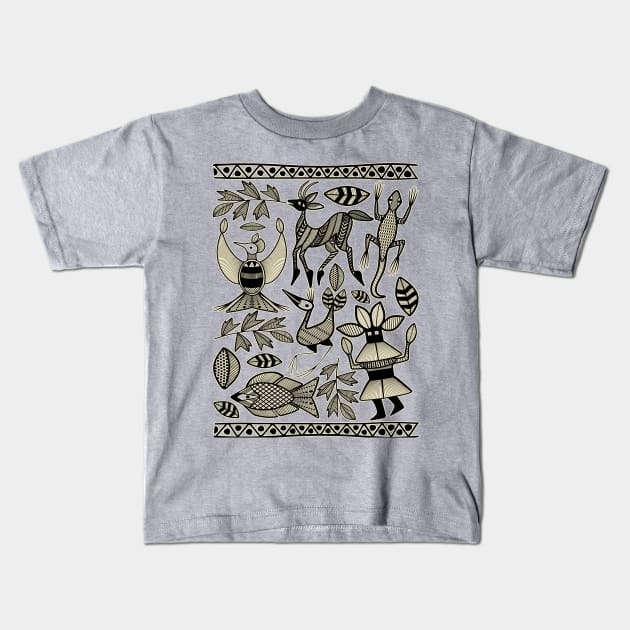 African Senufo Korhogo Tribal Ethnic Art Kids T-Shirt by BluedarkArt